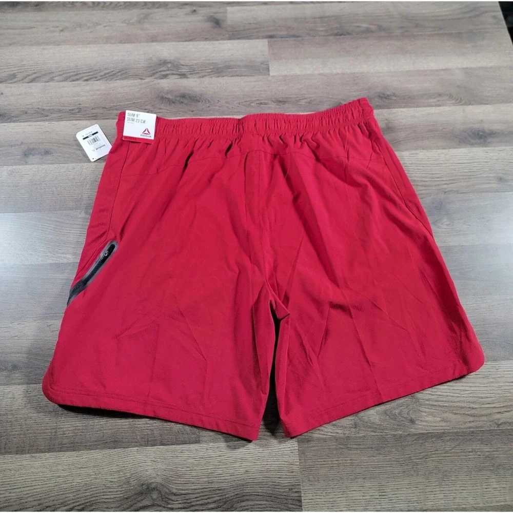 Reebok Mens Active Workout Woven Shorts Size 3XL Red Elastic Waist Stretchy NWT